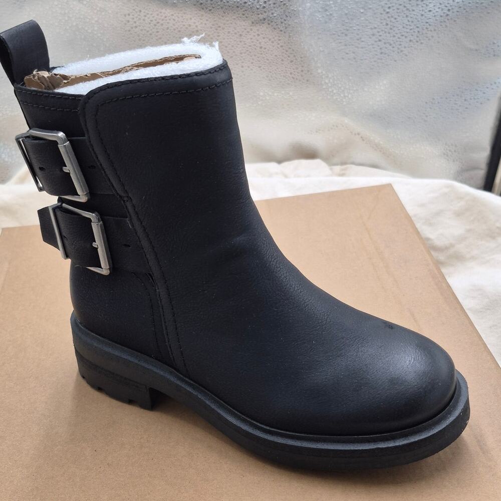 NEW Lucky Brand Candre Motorcycle Black Leather Boots Women's size 5